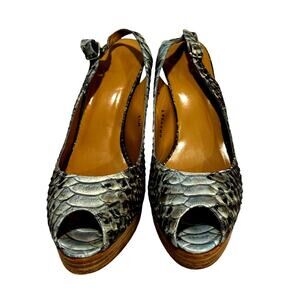 Stuart Weitzman high heel slingback pumps US 9.5M snakeskin uppers peep toes